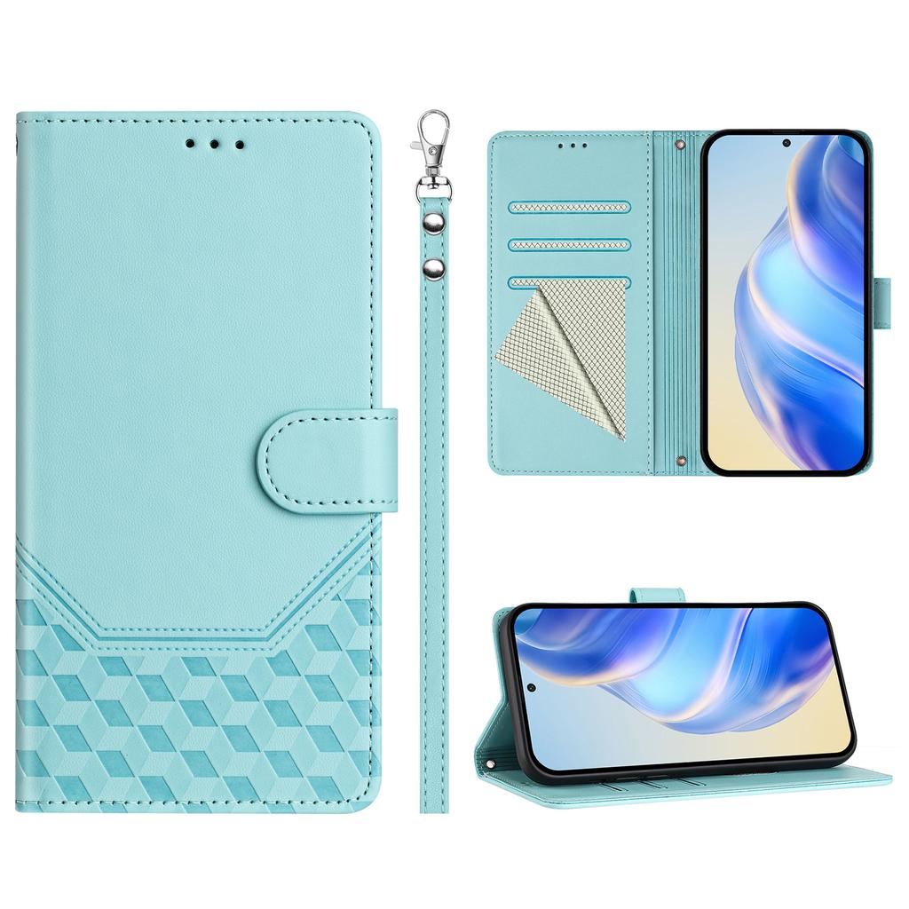 For Realme P3 Ultra 5G Case Imprinted Honeycomb RFID Blocking Leather Phone Cover with Strap