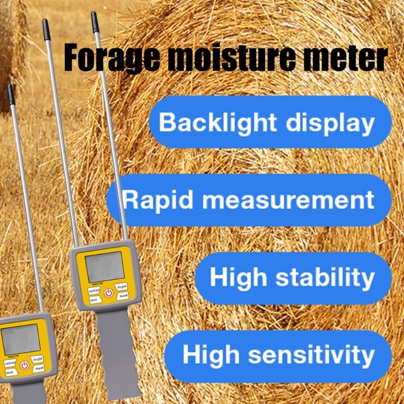 Handheld Agricultural Moisture Tester Features LCD Screen Digital Moisture Analyzers Easy To Use for Hays Straw Pasture