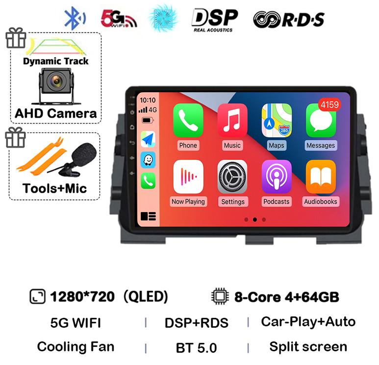 Android 14 Wireless Carplay+Auto For NISSAN MICRA KICKS 2017 2018 2019 Car Radio Multimedia DSP Video Player GPS Navi 360 Camera