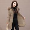 European and American winter cotton-padded women's new medium and long waist thickened cotton-padded jacket new cotton-padded coat big fur collar jack