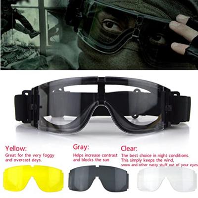 Motorradbrille Motocross-Brille Winddichte Sonnenbrille für Radfahren Moto Dirt Bike MTB Reiten Militärische Taktische Sonnenbrille mit 3 Linsen