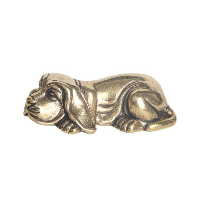 Pure Brass Overtime Desktop Ornament Office Creative Decoration Zodiac Dog Tea Pet Craft Old Copperware Wholesale
