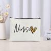 Nurse Life Love Leopard Printed Canvas Cosmetic Bag Travel Sundries Zipper Storage Pouch Office Supplies Pencil Case Nurse Gift