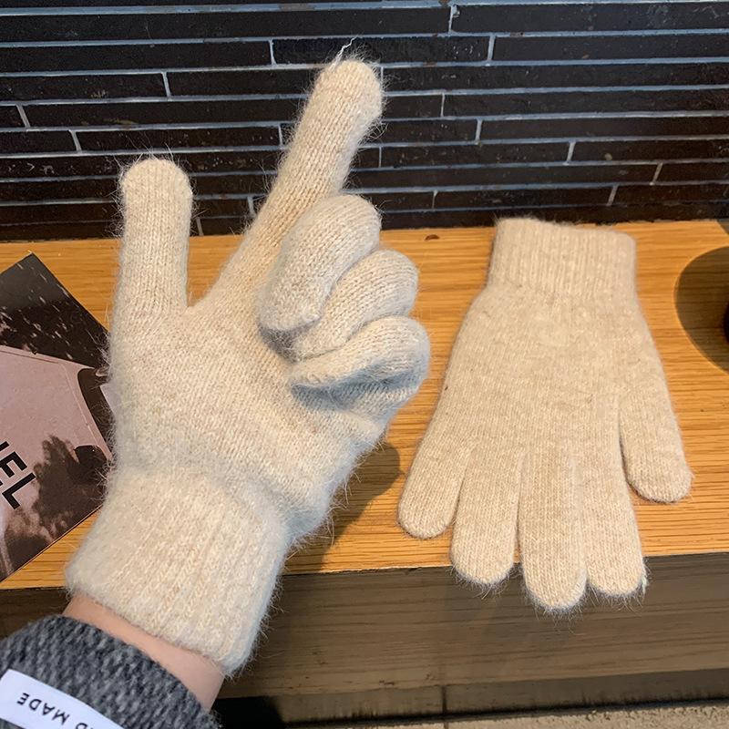 Women Men Cashmere Elastic Outdoor Full Finger Gloves Warm Thick Winter Gloves Mittens