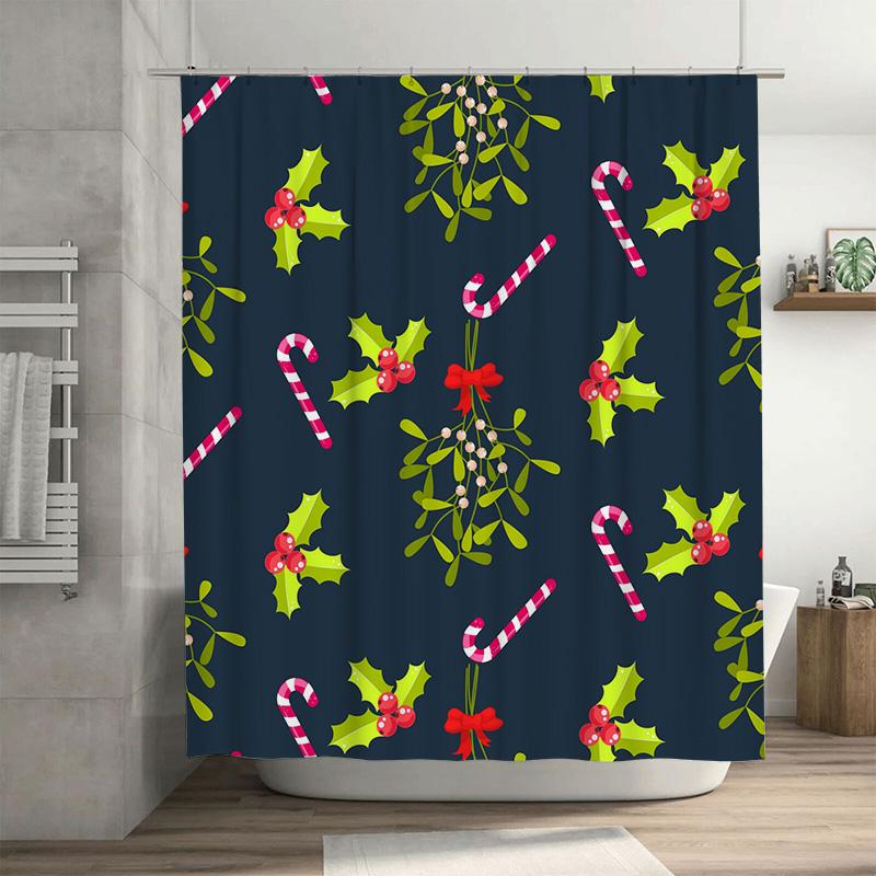 

Tu Christmas Shower Curtain Festive Holiday Decor Merry Xmas Bathroom Set Reindeer Snowflakes Winter Holiday Decor Gift Idea Coz W60H190(CM)-1 Pcs