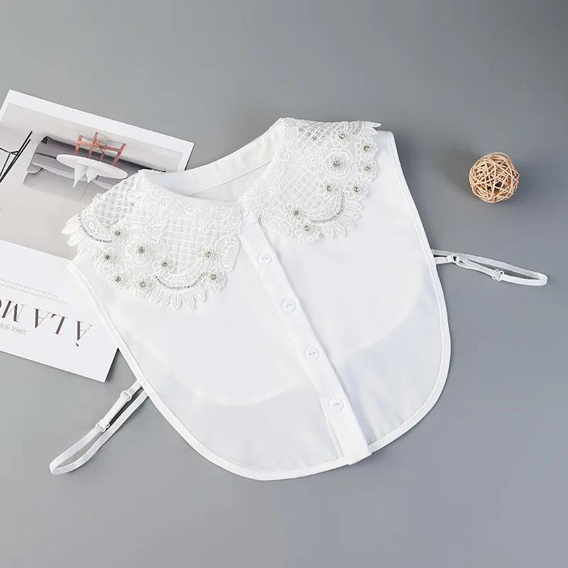 Perfect Match Elegant Handmade Beads Detachable Collars For Women Shirt Blouse Tops Fake False Collar Lapel Half Shirt Blouse Accessories
