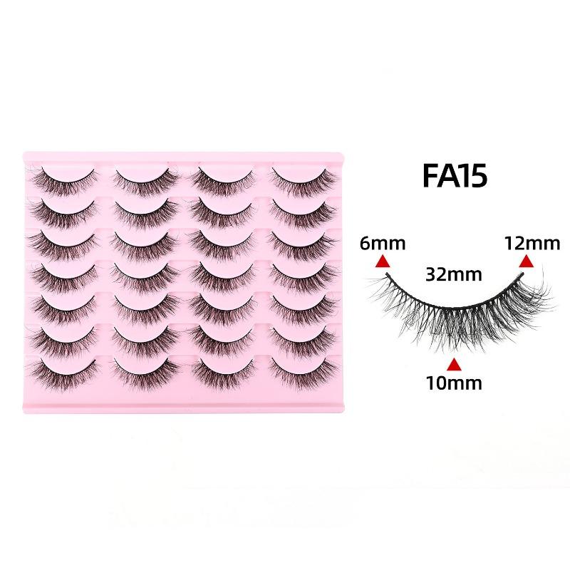 Cross-border European and American Style Flared Lashes, 14 Pairs of Thick, Curled, Naturally Three-dimensional One-piece Lashes
