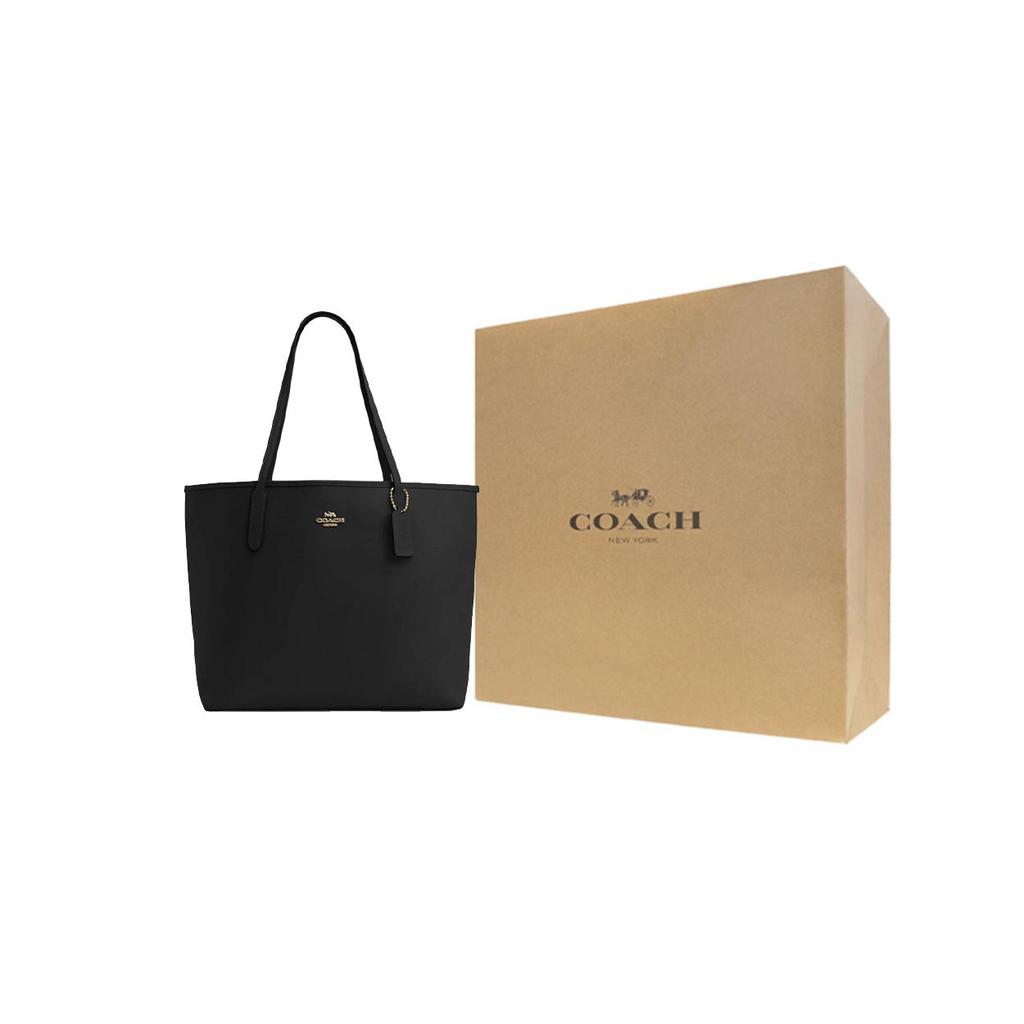 COACH City Leather Tote Bag, Shopping Bag, Shoulder Bag, Handbag Large Women's Black CR111-IMBLK