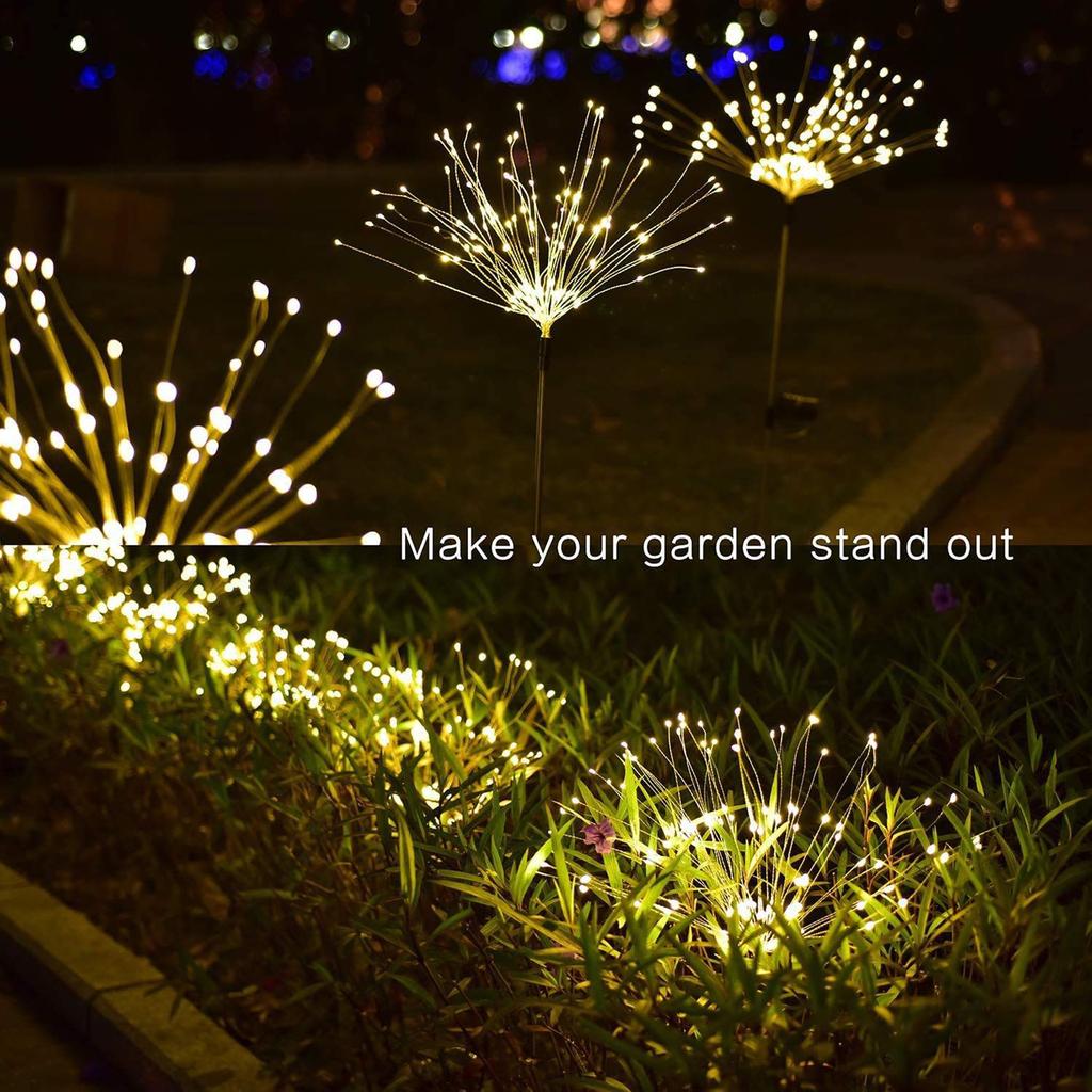 Solar Powered Lights Copper Wire Starburst Fairy String Garden Landscape Light Christmas Outdoor Decor Path Lawn Waterproof Lamp