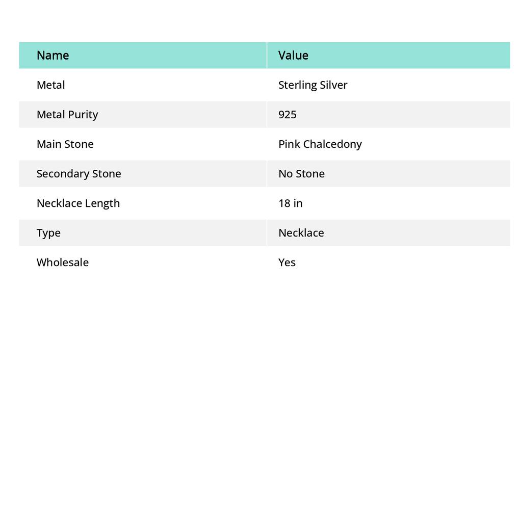 Pink Chalcedony Handmade 925 Sterling Silver Jewelry Necklace 18" g1c61