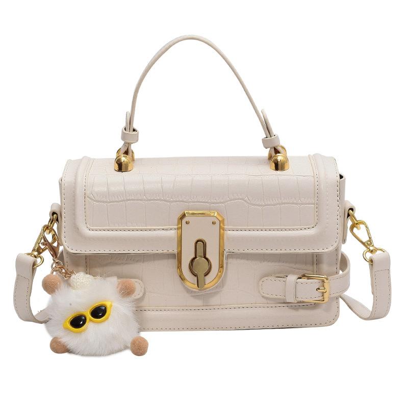 Tragbare Crossbody-Tasche mit Klappe für Damen, Krokodilmuster, lässig, kleine quadratische Textur, Damen-Schultertasche