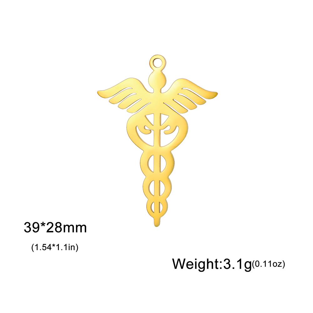 Dawapara Caduceus Symbol Pendant for Necklace Earrings Healing Medical Symbol DIY Charms Stainless Steel Accessories