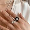 Style Hepburn Stunning Square Ring Featuring Drip Glaze Pearl Flower In S925 Silver