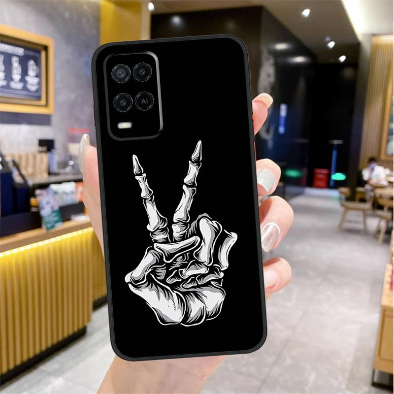 Skeleton Middle Finger Case For OPPO A53 A31 A5 A9 A96 A76 A16 A54 A74 A94 A52 A72 A92 A93 A15 A57 A77 A17 Cover