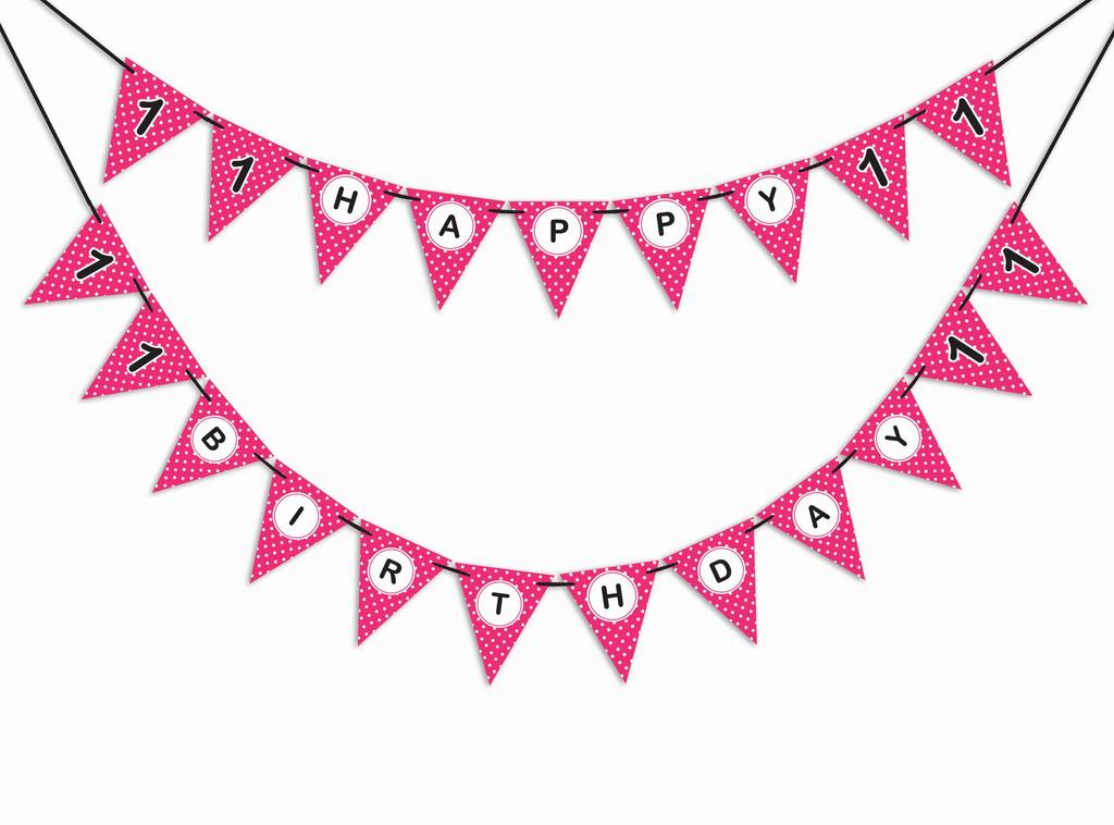 Inkdotpot Birthday Party Decorations Happy Birthday Party Garland Baby Girls Polka Dot Pennant Banner