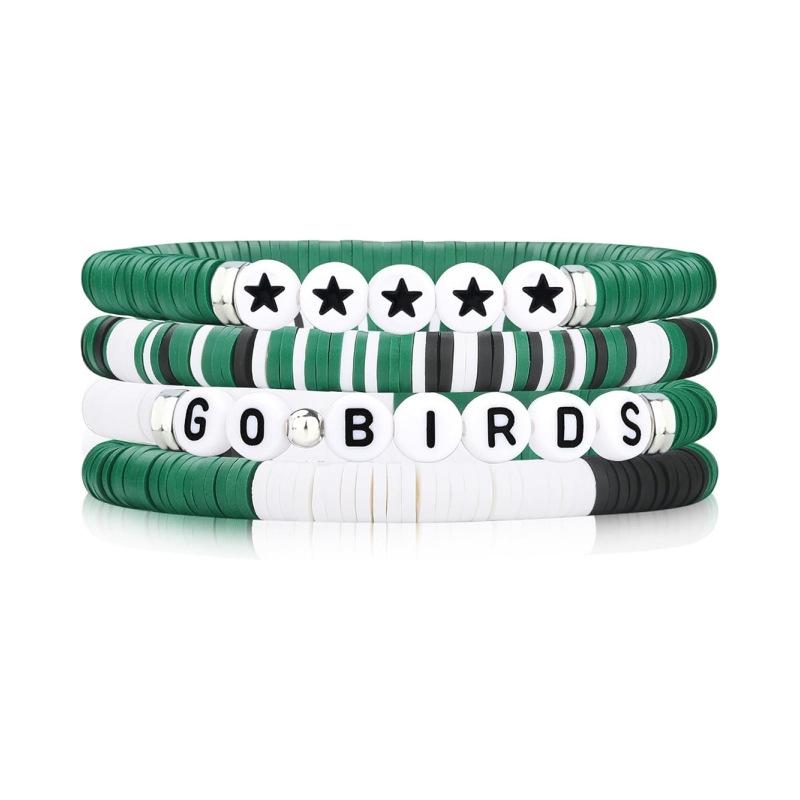 

JYL TS Bracelet Fan GO BIRDS Letter Beads Unites Spirit & Wins Luck 1 коричный