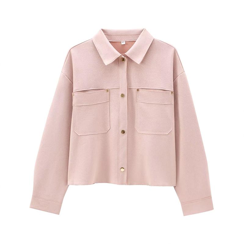

Женская мода с карманами, однобортные пиджаки с винтажным воротником с лацканами и длинными рукавами XS розовый