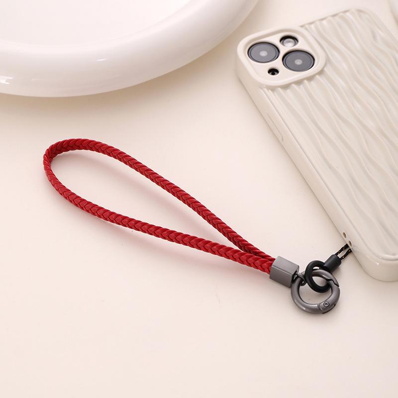 Yilian 5-Strand Flat Braided Leather Mobile Phone Lanyard & Wrist Strap