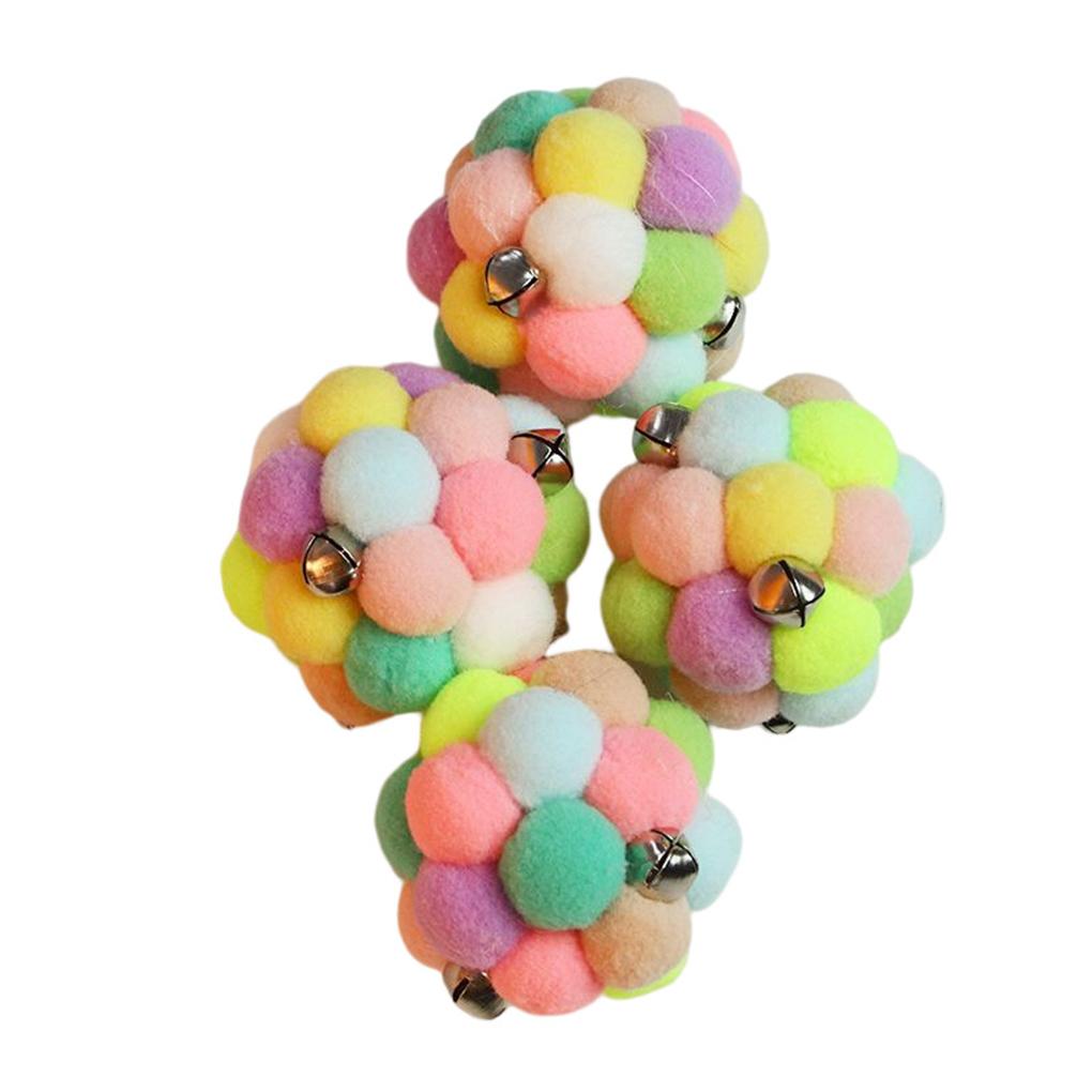 Cat Toy Ball Bell Sound Stuffy Artificial Plush Balls Colored Pet Supply Animals Training Travel Kittens Playing