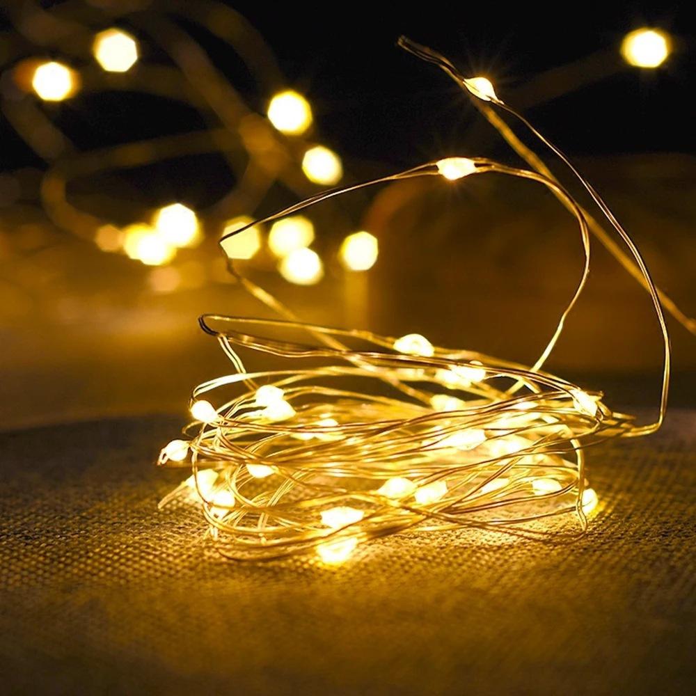 5Pcs 2M 20 Lights Fairy String Lights Micro Rice Copper Wire Christmas Light