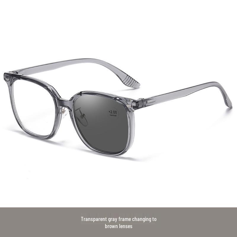 Trendy Light-Sensitive Photochromic Reading Glasses: Large Frame, Anti-Blue Light, Comfortable Single Vision Design.