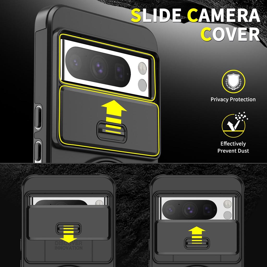 Google Pixel 7 Pro/8A 360° Rotating Ring Stand Phone Case with Window Lens