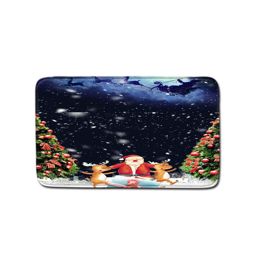 Christmas Shower Curtain Floor Mat Combination Four-Piece Set Bathroom Toilet Carpet Shower Room Mat Foot Mat