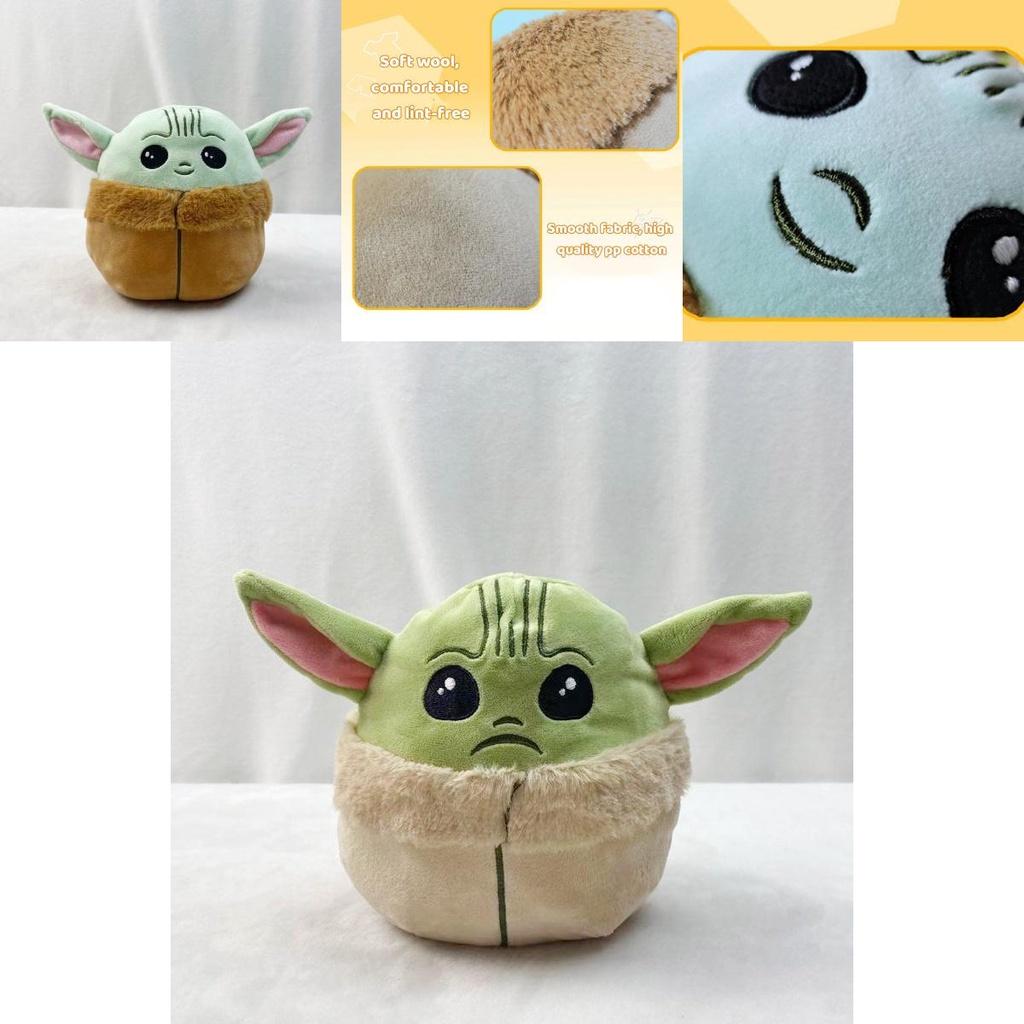 Adorável Brinquedo de Pelúcia Baby Yoda de Dupla Face Para Crianças Com Tecido de Cristal Macio