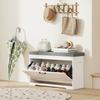 Panca moderna per scarpe con seduta imbottita e ripiano regolabile per 8 paia di scarpe per ingresso 80x30x50 cm Bianco