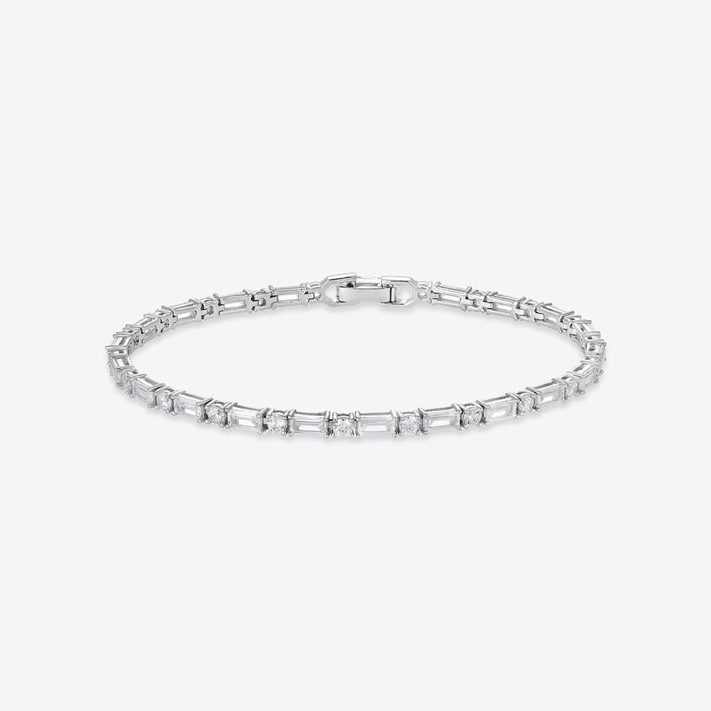 Miss Green Cross Pave Baguette Round Tennis Bracelet