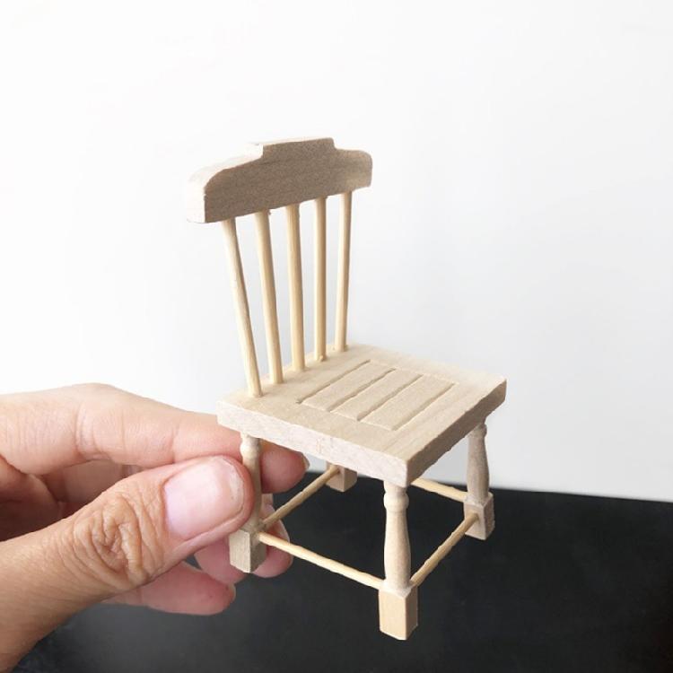Miniature Study Furniture Set 2PCS Wood Desk Chair Models For Adult Collector Study Decoration