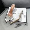 European Style Crystal Bow Tie Strap High Heels For Women With Pvc Upper And Rubber Sole