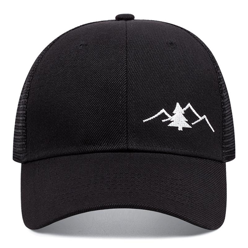 Summer mesh breathable baseball cap, mountain pine embroidered cap, men's and women's outdoor sunshade mesh cap