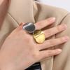 Golden Stainless Steel Oval Charm Ring For Women Polished Hip Hop Chunky Finger Ring Aniolls Trendy Party Jewelry Girl Gift