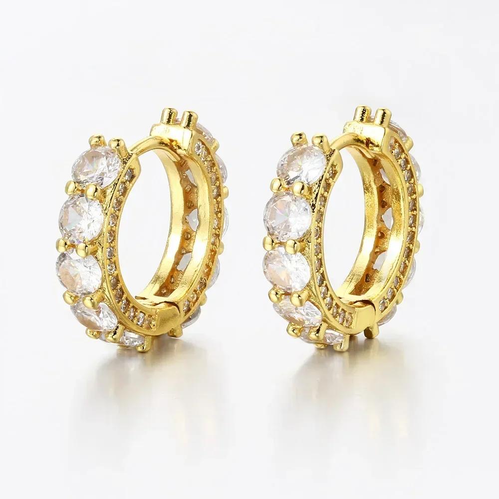 Punk Rock Zircon Cross Small Hoop Earrings New Trendy Tiny Circle Cartilage Ear Buckle Piercing Zircon for Women Men