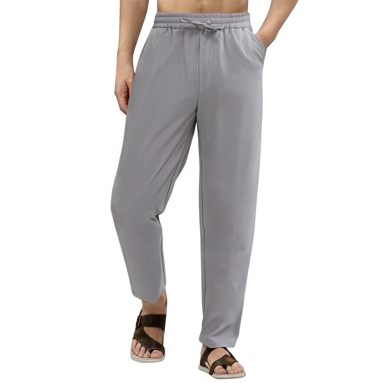 

Мужские летние повседневные брюки на шнурке Мужские дышащие брюки из хлопка и льна XXXL