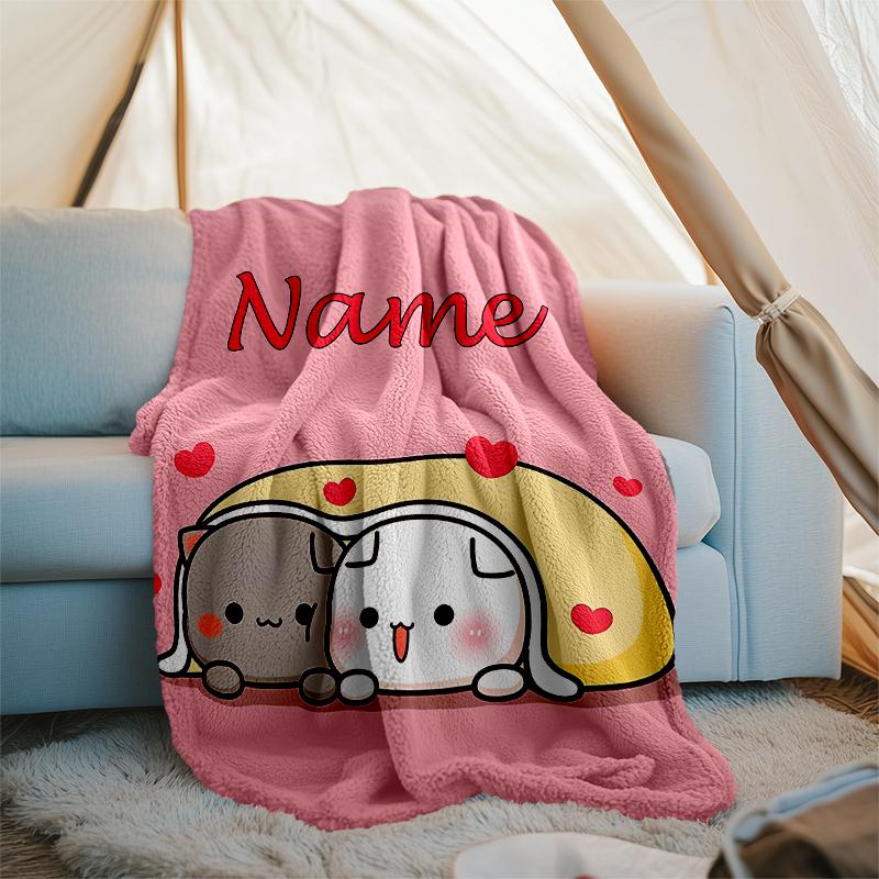 Personalized Custom Name Blanket - Bubu Dudu Print Design,Blanket for Sofa,Bed,Travel,Camping - Soft and Warm, Great Gift