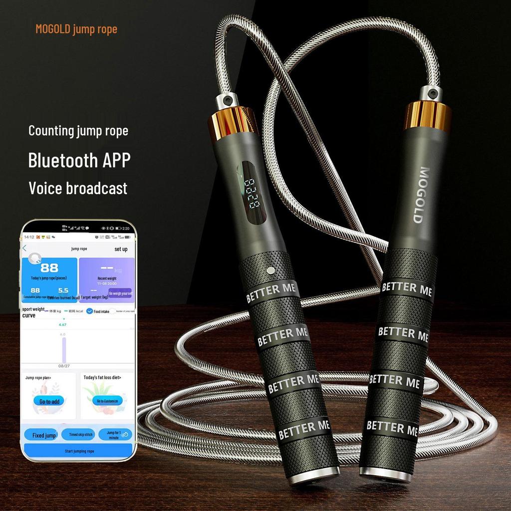 MOGOLD Smart Bluetooth Jump Rope with Counting & Four Silicone Rings