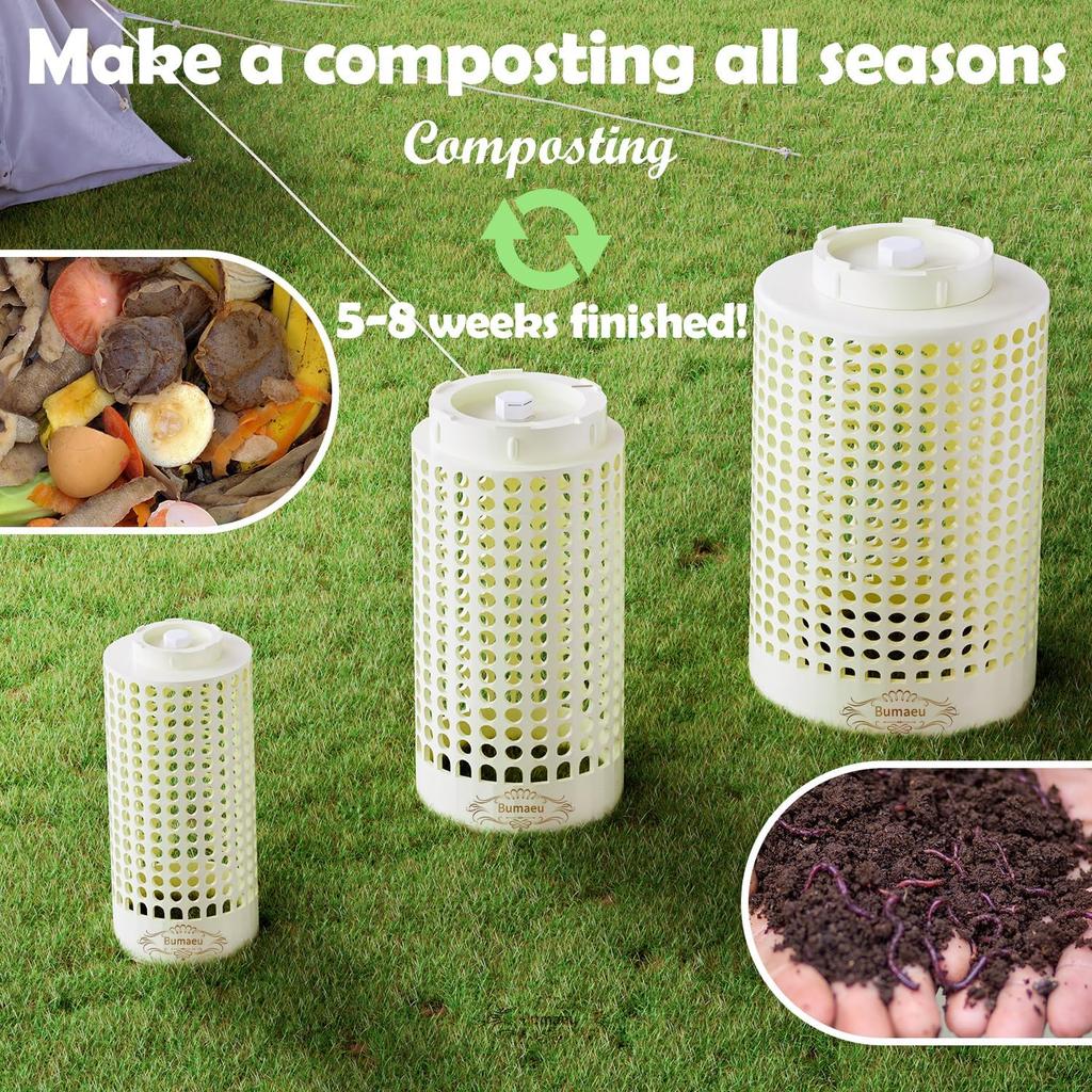 3PCS Underground Worm Farm, Garden Mini Vermicomposting Bin for Outdoor Gardening from Kitchen Food Waste with Holes and Lid