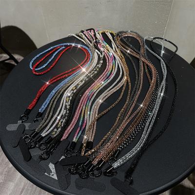 Luxury Rhinestone Crossbody Lanyard Strap Phone Bracelet Glitter Chain Phone Pendant Charm Anti-Lost Lanyard Jewelry