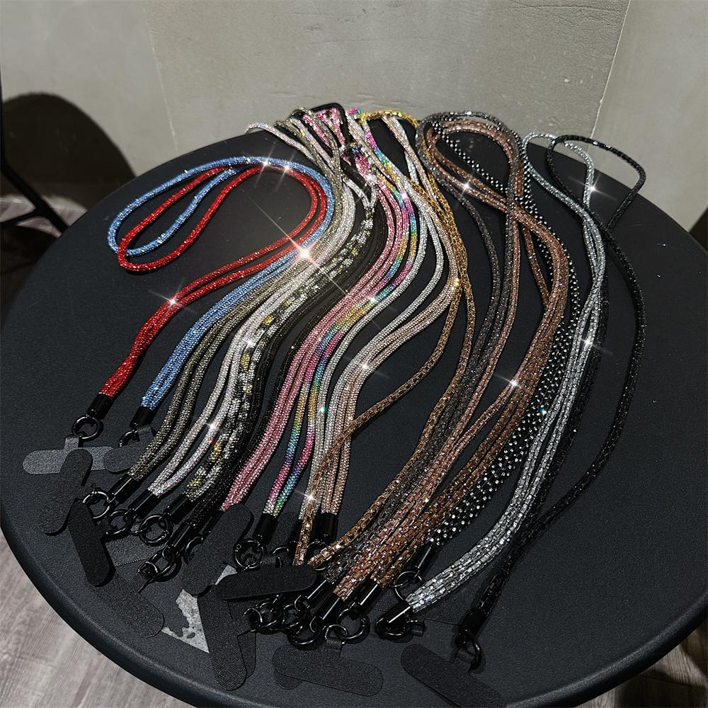 Luxury Rhinestone Crossbody Lanyard Strap Phone Bracelet Glitter Chain Phone Pendant Charm Anti-Lost Lanyard Jewelry