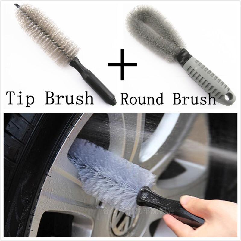 

Car Wheel Rim Tire Tyre Cleaning Wash Brush Cleaner Professional Tools Kit 2in1