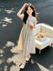 Girl's Elegant Blue & White Floral Lapel Summer Dress 2026