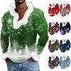 Men's Casual Christmas Printed Plush V-neck And Fleece Long-sleeved Sweatshirt