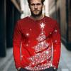 Men Christmas Tree Long Sleeve Pajamas Warm Mesh Autumn Winter Base Top