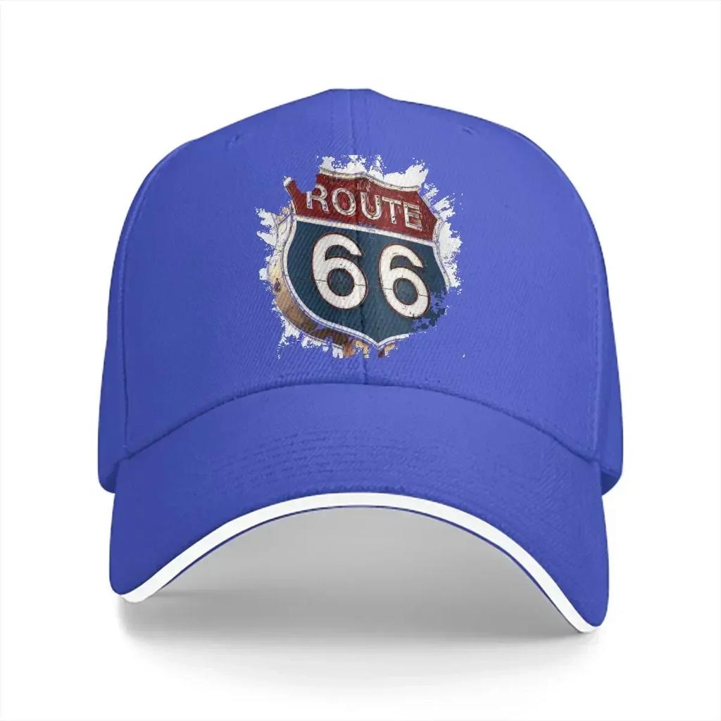Pure Color Dad Hats Road Sign Art Casual Hat Sun Visor Caps U S Route 66 Peaked Cap