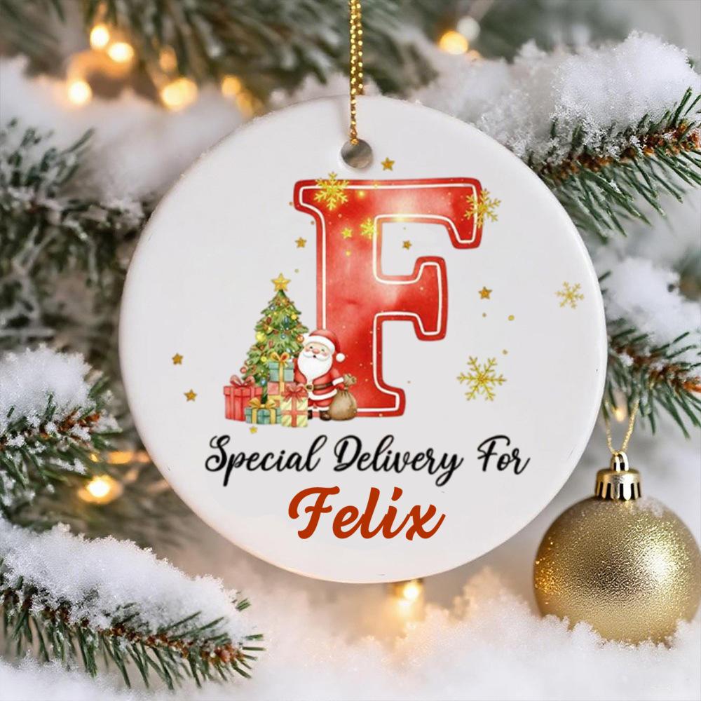 

Personalized Christmas Alphabet Name Decoration Pendant Customized Name Circular Ceramic Decoration,Christmas Tree Deco Leave Name in Chat