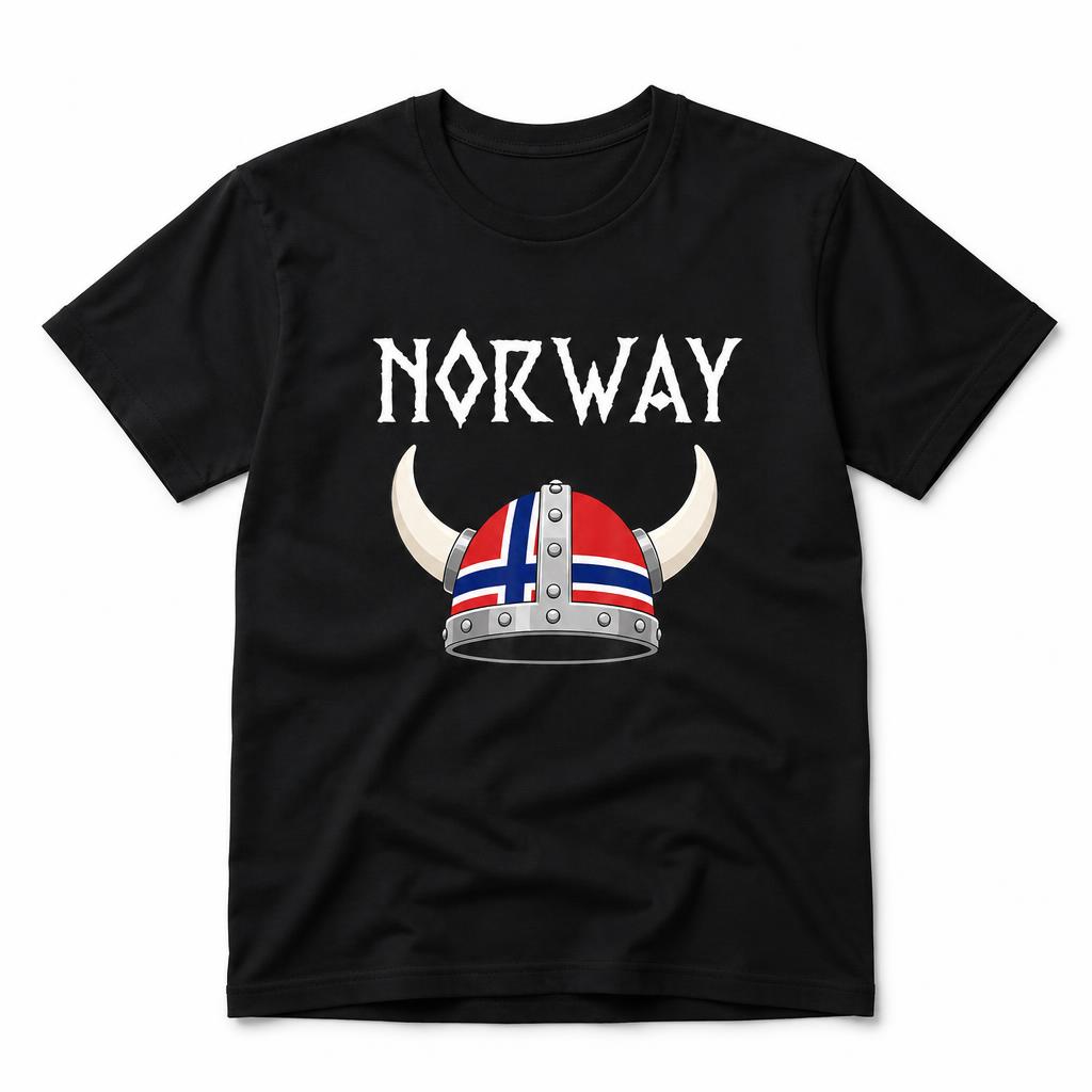 Norway Viking Helmet Norwegian Flag Scandinavian Pride Unisex Retro T Shirt 100 Cotton Clothing Fun Short Sleeve Tee Gift Tshirts