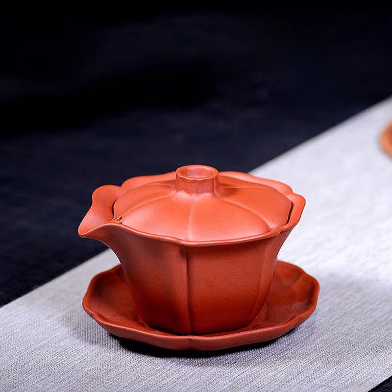 Zijingxuan Handcrafted Rongchang Pottery Lotus Gaiwan