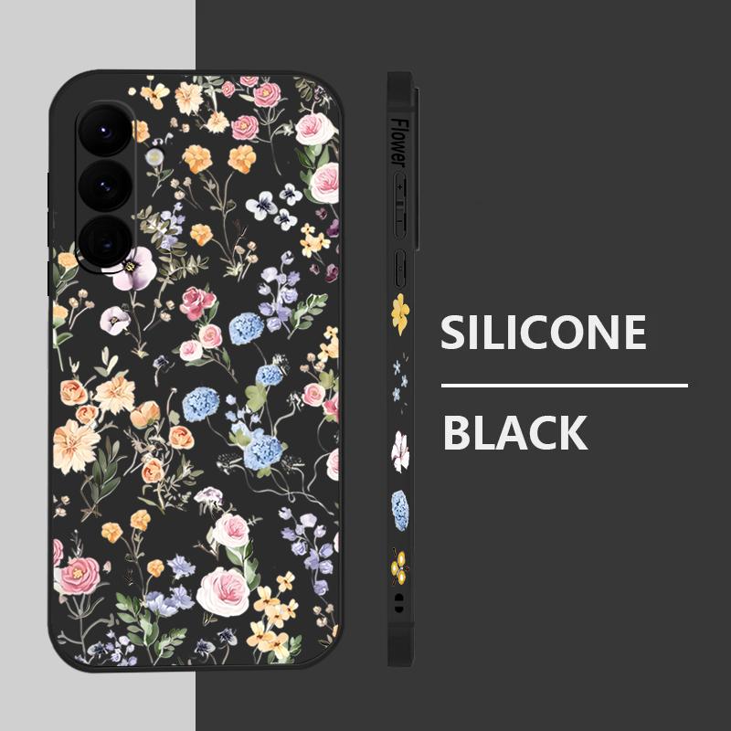 Vintage Floral Pattern Case For Samsung Galaxy S25 Ultra S24 Plus S22 S23 S21 FE A15 A16 A17 A35 A36 A54 A55 A56 5G Funda Capa